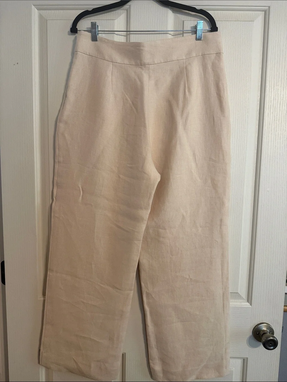Sezane Cream Wide-Leg Fully Lined 100 % Linen Pants